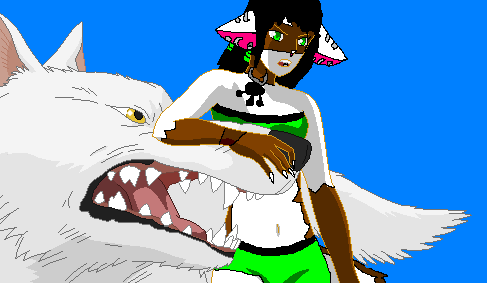 Bri and her wolf, Mononoke
