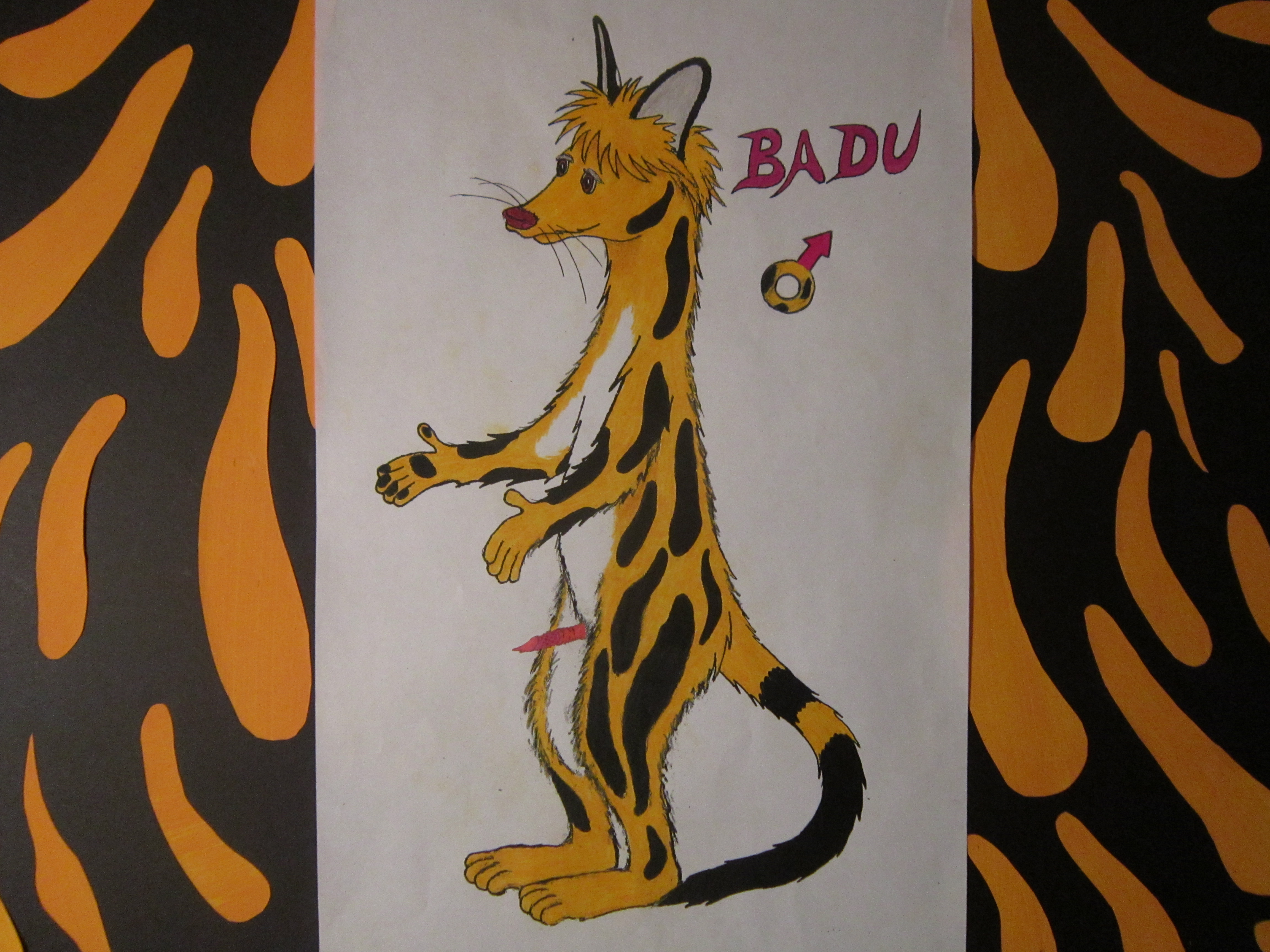 Badu linsang standing and showing off