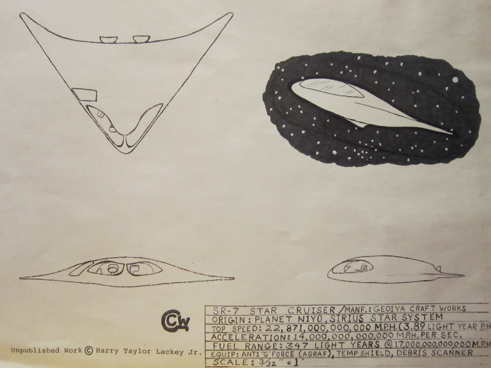 Tech Drawing of Niyon Interstellar Crusier.