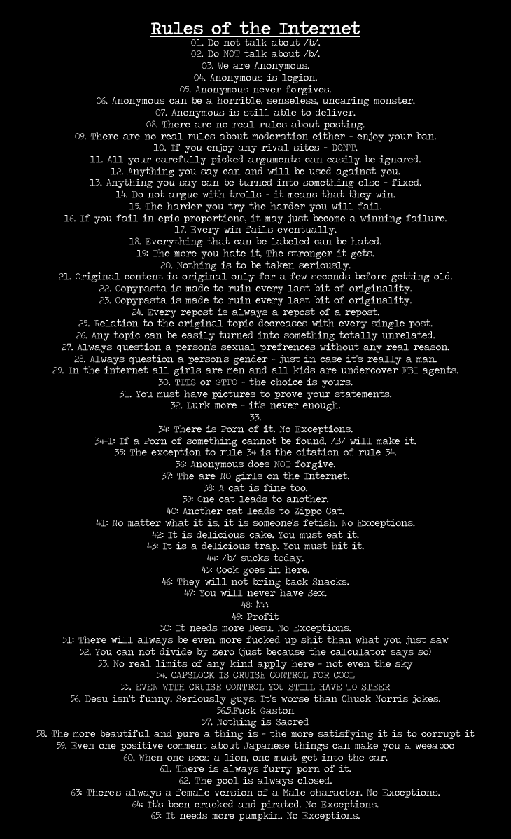 The rules of the internet The rules of the internet